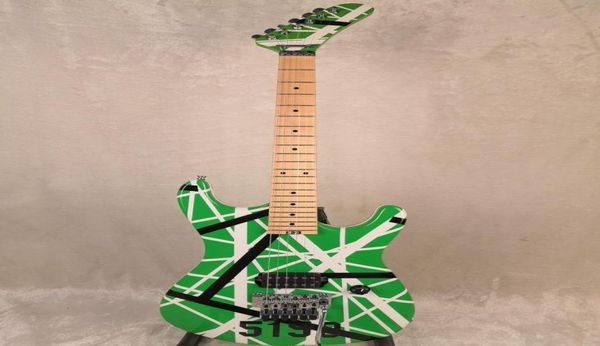 Promotion Kram Edward Van Halen 5150 Weiß schwarzer Streifen Grüne Elektris Gitarre Floyd Rose Tremolo Heckhalter Verriegelung Nuss Whammy B3556681