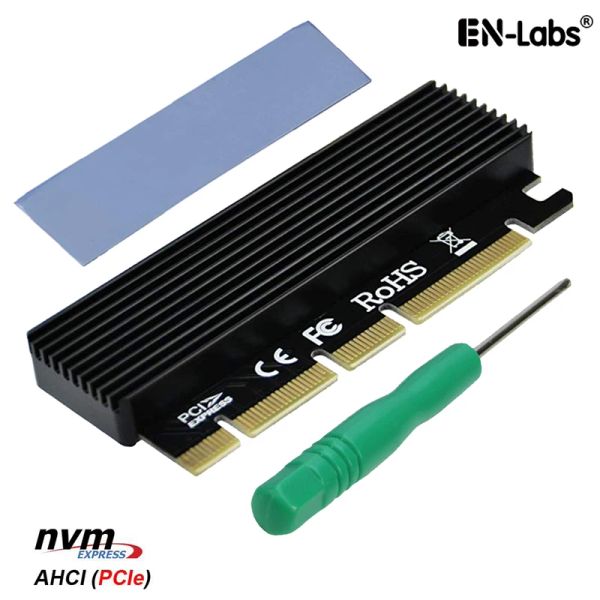 Kartlar PCI Express 3.0 x16 x8 x4 - pciebased m tuş M.2 NVME ve AHCI SSD Adaptör Kartı Alüminyum kasa ısı lavabosu ve termal ped ile