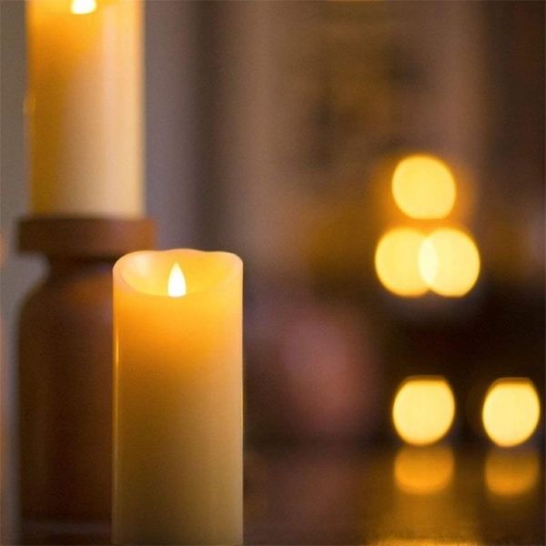 Ksperway Flless Led Led Real Wax Candle с движущимся таймером фитиля и удаленным 3 5 7 дюймом для украшения вечеринки T200601278Z