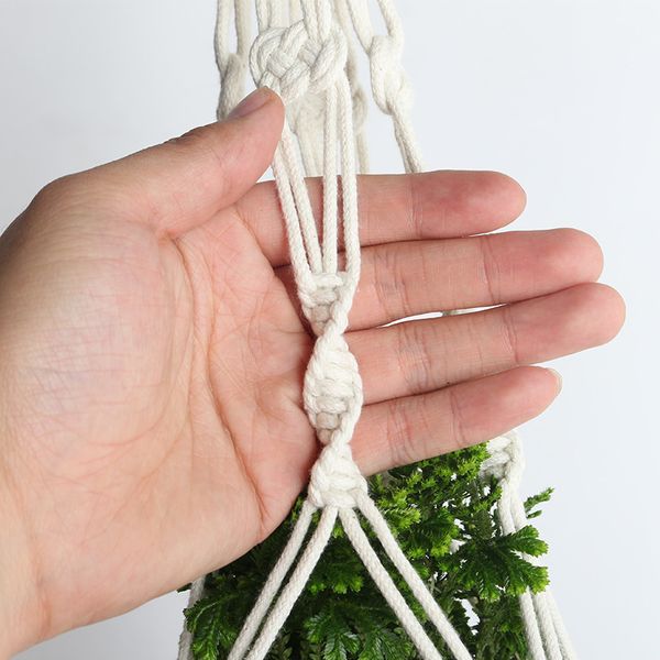 Hängende Pflanze handgefertigte Makramee Pflanzenbügel Blumenkühlkorb Netz Pocket Grüne Pflanzendekor Gartenhänge Lanyard Korb