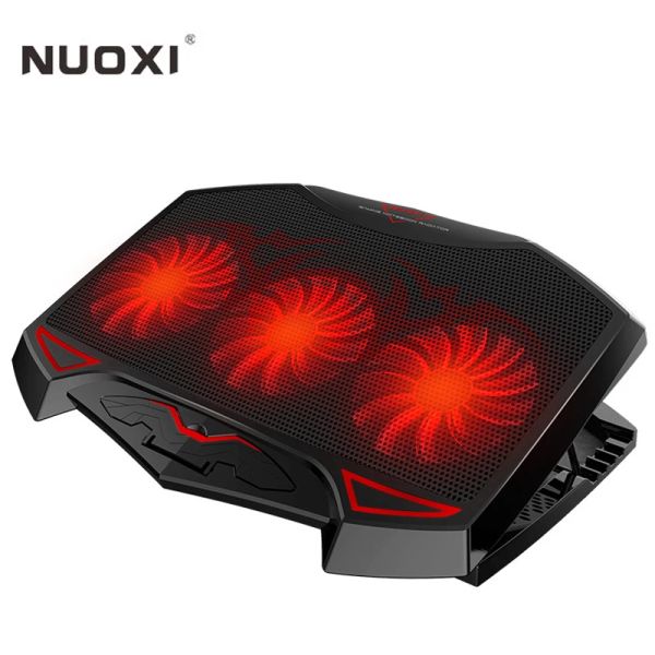 Almofadas nuoxi laptop laptop cooler 3 grandes ventiladores laptop bloco de resfriamento stand ajustável stand dual USB LED no caderno retroiluminista Cooler