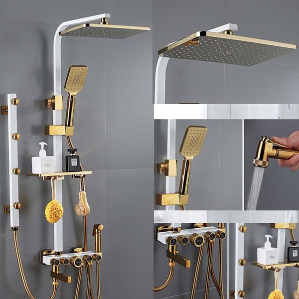 Set di doccia da bagno Sistema di doccia spray oro nero in oro