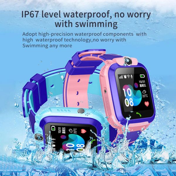 Uhren Q12 Kids Smart Watch SOS Phone Watch SmartWatch Kids 2G Sim Card Smartphone IP67 wasserdichte Kinder in Smart Watch Geschenkuhr