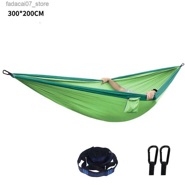 Hammocks Tamanho único e tamanho duplo portátil Nylon Umbrella Fabric Outdoor Camping Highking Garden Pingingq