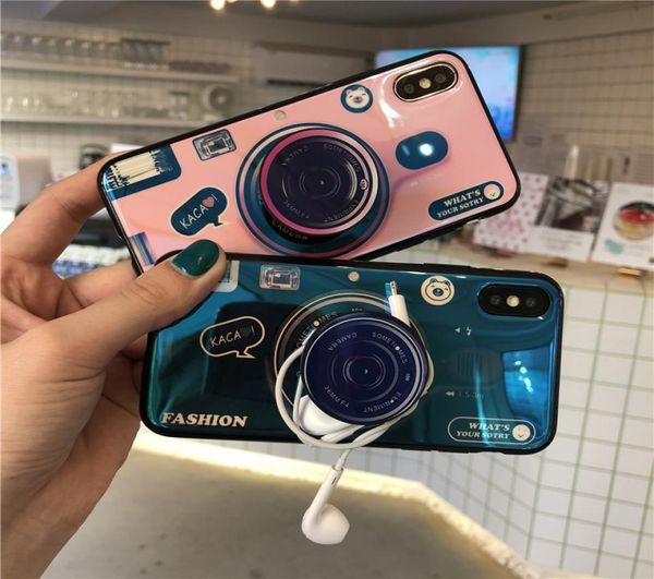 Vintage Idear Camera Phone Cash для iPhone X Case для iPhone 6 6S 7 8 Plus Cover Luxury Bluray Soft с мобильным держателем8138222