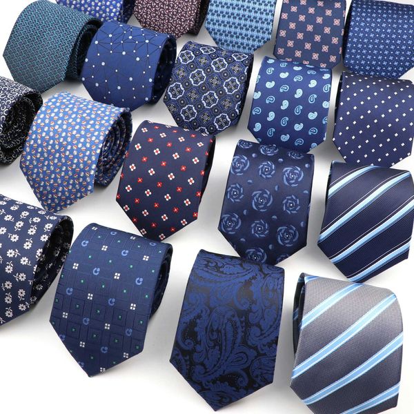 Ties cravatte classiche blu rosse e grigie cravatte da uomo per matrimoni formali aziendali scollatura da 8 cm cravatta intrecciata jacquard abito camicia alla moda accessori quotidiano C240410