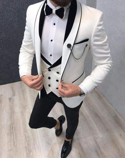 Novos homens de alta qualidade teram 3 peças um botão de noivo Smokings Shawl lapeel Groomsmen Man Suits Mens Wedding Prom Taços de Já