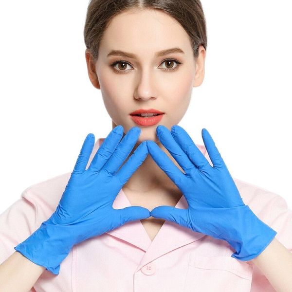 100 Paare 24 12 5Disposable Gummihandschuhe Blaue Handschuhe Nitril Latex dünne Anti-Skid-Latex-Haushaltsbereinigung M2982