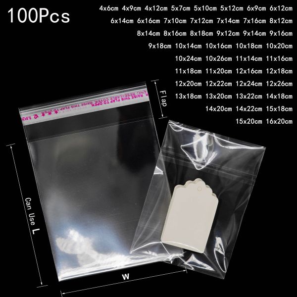 Transparente Selbstdichtung kleiner Poly -Opp -Plastiktüten Schmuck Geschenkverpackung Selbstkleber Cookie Candy Verpackung Cello 100pcs/Los