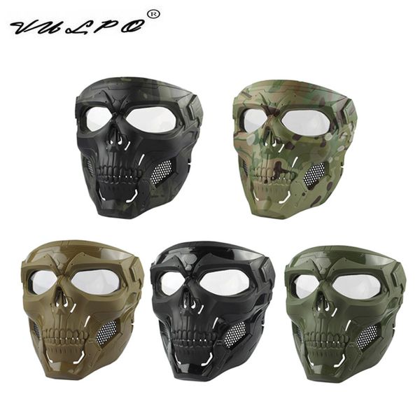 Vulpo Airsoft Paintball Skull Mask ao ar livre máscara de face máscara tática Capacete militar adaptado aos capacetes rápidos