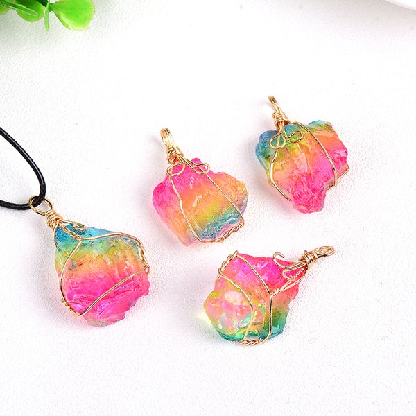 1pc Crystal Electroplate Pendant Mineral Exipment Gioielli Reiki Energia Reiki Energia Stone per unisex Charm Souvenir