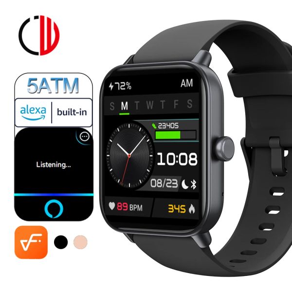 Orologi Zzysmart Smart Watch for Men Women 5 atm Alexa Buildin IP68 Smartwatch impermeabile Bluetooth Call 1,8 pollici 100+ Sport Stress Test