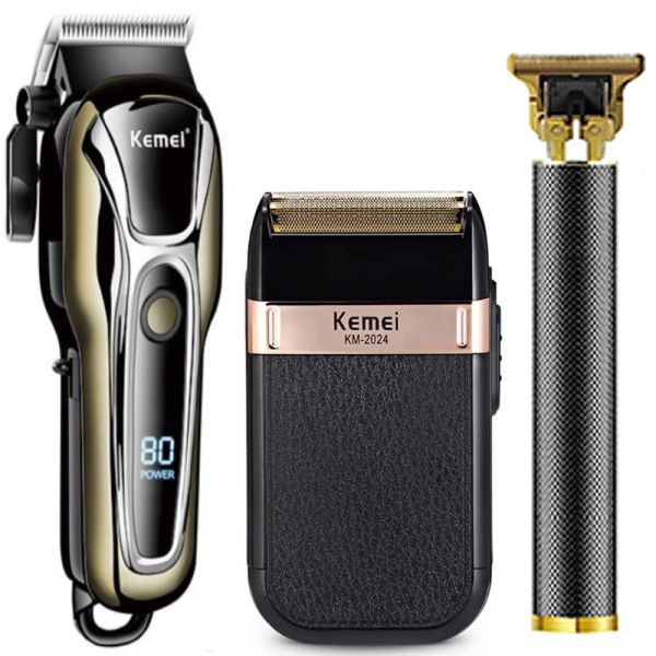 Aparadores kemeei t9 clipper elétrico aparador de cabelo para homens barbeador masculino de corte masculino barbeiro sem fio barbear barbear