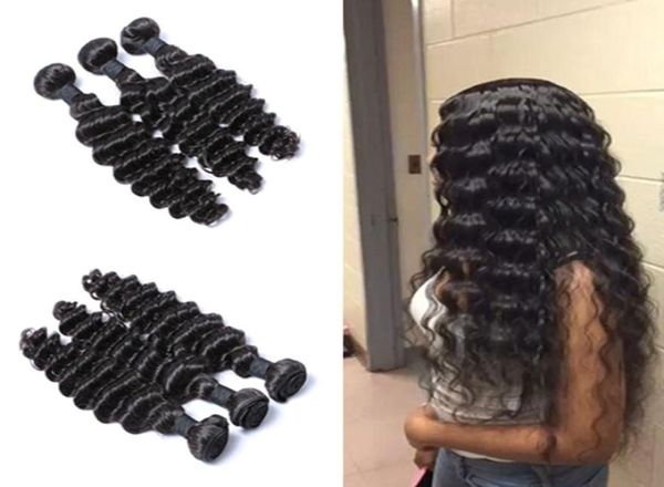 8a Nova chegada Cabelo da Virgem da Malásia Deep Wave 100 Weave encaracolado Fábrica de feixes humanos Factory não processado 1b cor natural 8922258