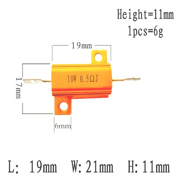 5pcs 100W 50 Вт 25 Вт 10 Вт алюминиевая мощность металлическая оболочка корпуса проводной резистор 0,1 ~ 10 ком 1 20 200 500 1K 10K Резистор для сопротивления сопротивления