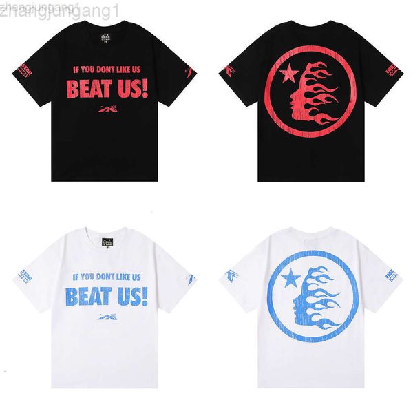 Футболка Desginer Hellstar Американская модная марка Tshirt Beat Us Slogan Printed Высококачественная двойная пряжа чистая хлопковая футболка с короткими рукавами для мужчин и женщин