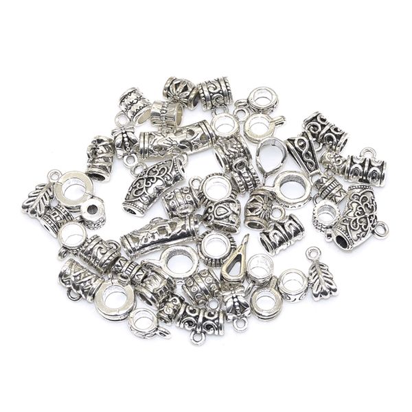 Connectores de 25pcs Mercadas de tubo de fiança Fit Fit Charm European Pingente Pingente Tibetano Spacer Spacer Cabine