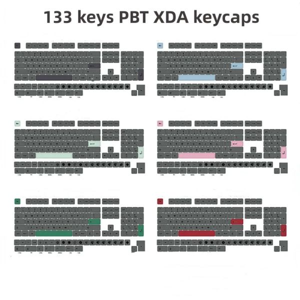 Aksesuarlar 133 Anahtarlar PBT XDA Profil Anahtar Kapakları Boya Alt Yatak Düzeni Çift Çekim Gri Anahtar Kapağı Outemu Cherry MX Mekanik Klavye için