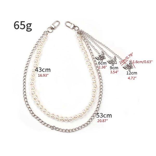 Perlen Schmetterlings Seitenkette auf Jeanshose Handtasche für E Girl Boy Layered Body Chain Hosen Street Kleidungszubehör