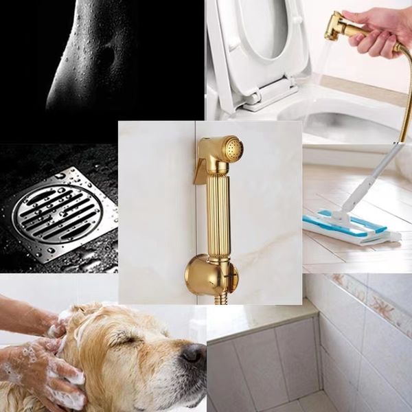 Toilet bidet rubinetto bagno bidet mixer tocca di ottone oro in ottone doccia a pistola spranaggio spray ugello rubinetto rubinetto a pistola fredda