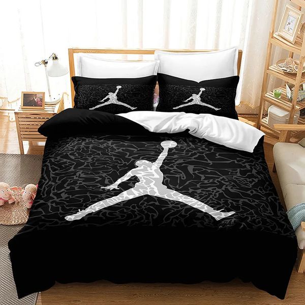 Basketball -Sportmuster Tröster Bettwäsche SetDuvet Cover Bett Set Quilt Cover Kissenbeschubking Queen -Size -Bettwäsche Set 240329