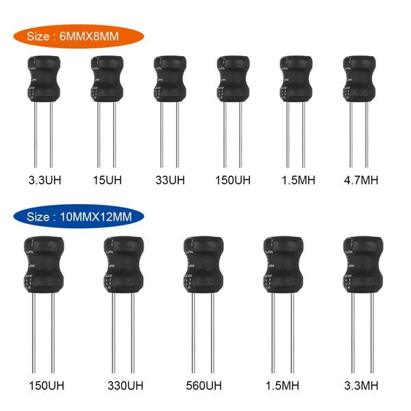 20pcs 0608 Dip Power Inductor 6x8mm 2,2UH ~ 100 мх I-формы индуктивность медной катушка 4.7UH 10UH 22UH 100UH 150UH 220UH 10MH