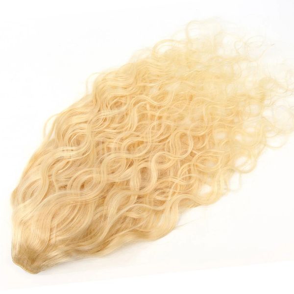 Blonde 613 Farbe Pferdeschwanz menschliches Haar Erweiterungen um Ponytail Drawschnall -Pferdeschwanz Brasilianer 9A Körperwellen Haare