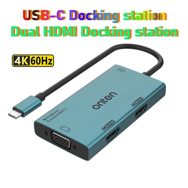 Hubs MST Hub USBC Docking Station 2x HDMI 4K 60Hz per MacBook MateBook Xiaomi Asus Lenovo Dell HP Accessori per laptop tablet per telefono HP