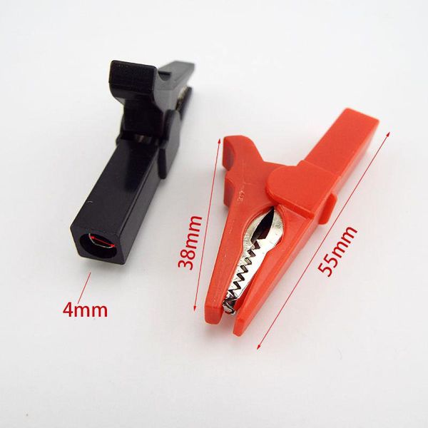 55 mm CROCODILE SONDA CLAMP ALIGATOR Clip elettrico Clip fai -da -te Prova Cavo Soccia rossa nera Isolato per tappo di banana da 4 mm