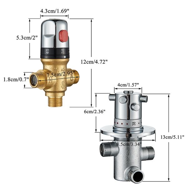 Connettore 38 termostatico G1/2 cartucce ceramiche Controllo del rubine