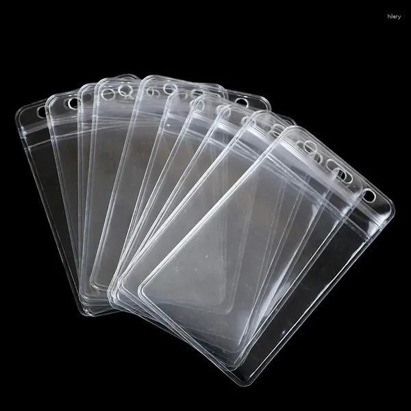 Aufbewahrungstaschen 10pcs/Los vertikal transparent Plastiklöser ID -Kartenbeutel Hülle Badge Halter Zubehör