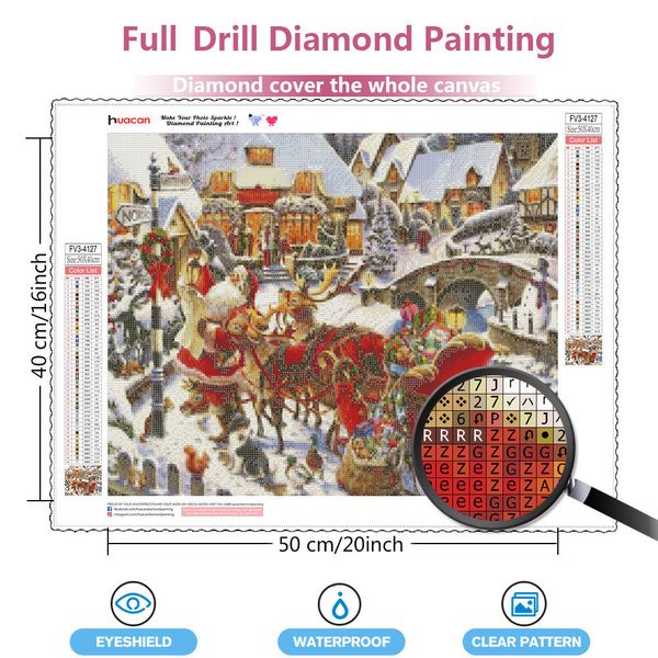 Huacan 5d Diy Diamond Painting Рождественская елка бриллиантовая вышиваемая ландшафт города Алмаз мозаика