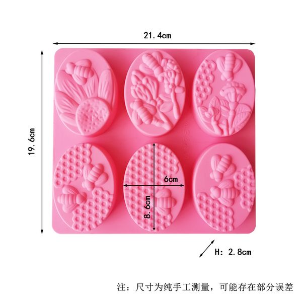 6 pezzi a forma di ape in silicone stampo ovale per la produzione di sapone fatto a mano kit fiore e a miele a forma di cottura a forma di silicone utensile da forno