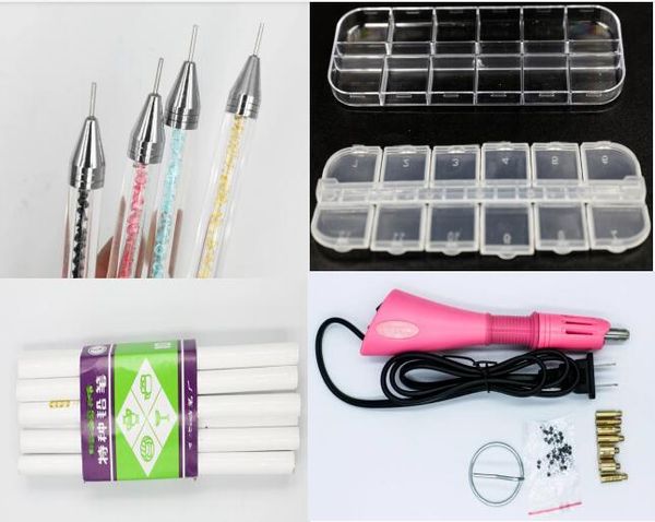 12Grid Box/Picking Nail Art Tools Picker Lápis/Pintura de diamante caneta/UE EUA Hotfix Applicador de Rhinestone Aquedido rápido