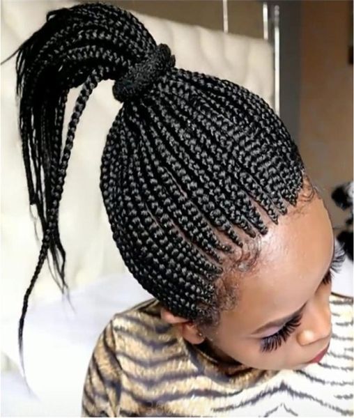 Em estoque, a peruca trançada fêmea de cabelo curto bobhead completo de fibra química de fibra química Braid Dreadlock Wigs B102867777982