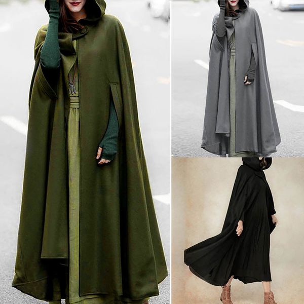 Assassins cosplay vintage medievale credo gotico cappa con cappuccio sottile cappotto da donna vampiro concitteri viking pirata abiti Halloween