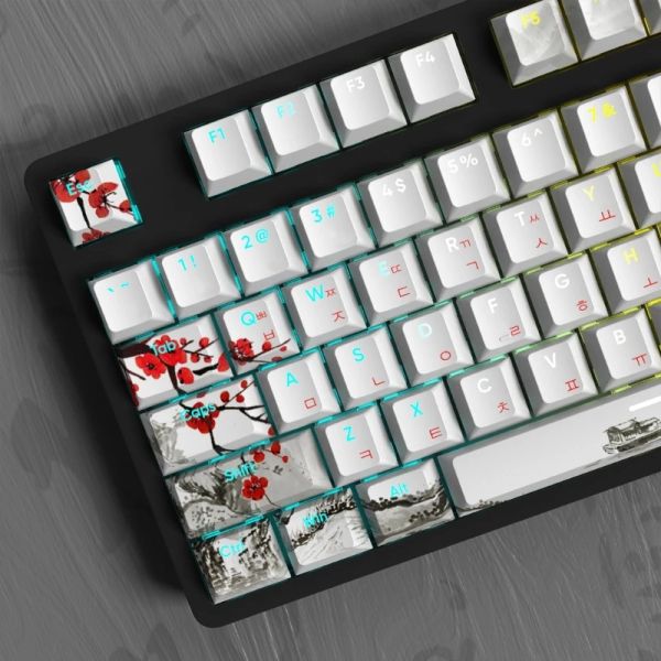 Zubehör 108PCS KeyCapsplum Blossom Theme OEM Profile Keycap Russischer Koreaner Japaner für 61/87/108 Mechanische Tastaturschlüsselkappen