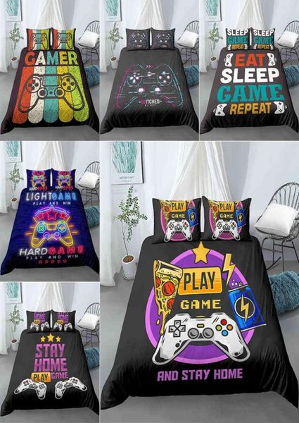 Redding de gamepad Conjunto para meninos Queen Modern Gamer Gameter Capa de videogame capa do edifício infantil Conjunto de cama para jogadores 2011205931391