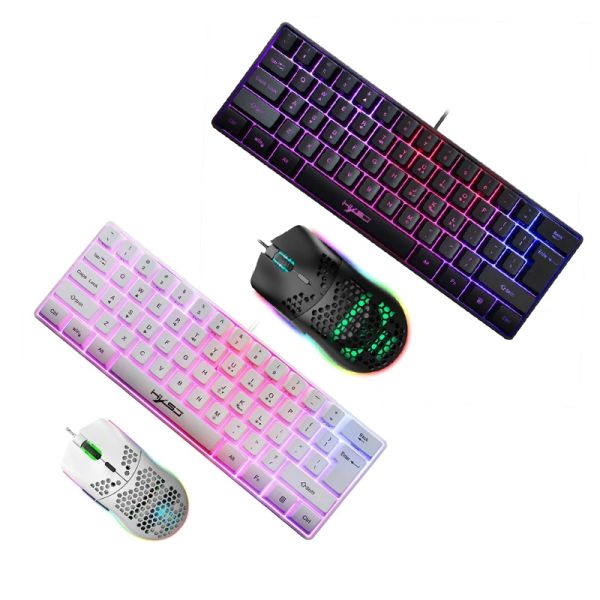 Combos Ergonomic Keyboard Mouse Combo 6400DPI Rainbow Backlit Gaming для офиса