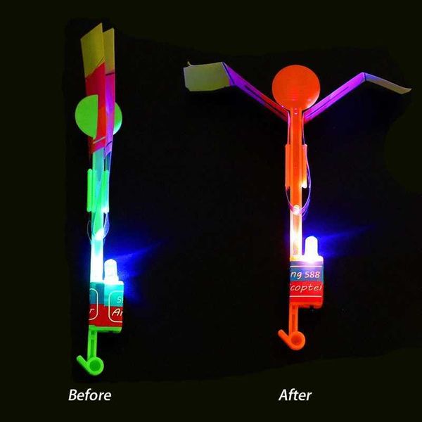LED Flying Toys Night Sky Light Toy Spielzeug Arrow Rocket Hubschrauber LED Party Fun Geschenk Gummi -Band Catapult 240411