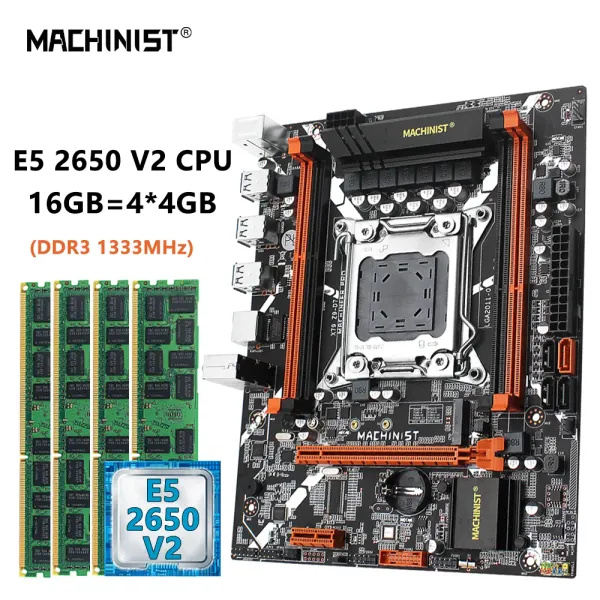 MotherBoards MACHINIST X79 Z9 D7 CONJUNTO DE MOTERAÇÃO LGA 2011 Combo Xeon Kit E5 2650 V2 Processador 4pcs*4GB = 16 GB ECC DDR3 Memória RAM NVME M.2 SATA