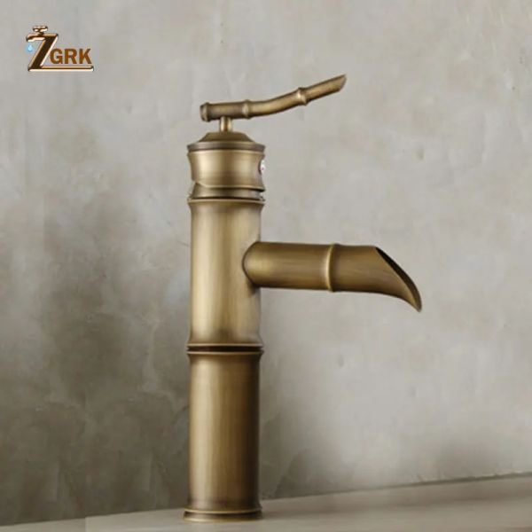 Rubinetti del bacino zgrk bagno antico ottone d'acqua a rubinetto a cascata del lavandino rubinetto rubinetto rimozione del lavabo a mano.