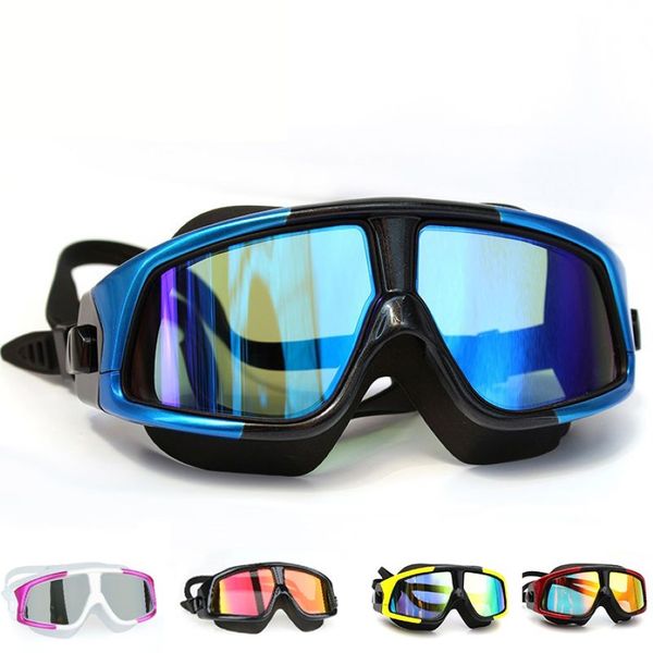 Schwimmbrille bequemes Silikon großer Rahmen Schwimmgläser Anti-Fog UV Männer Frauen Schwimmen Maske wasserdichte Wasser Sports301u