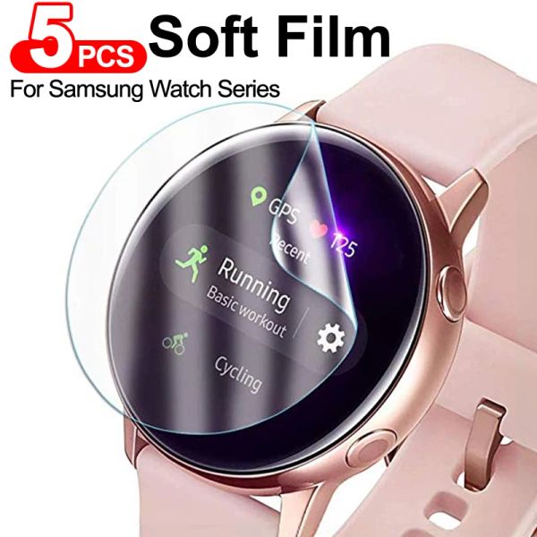 Film di protezione morbida da 5 pc per Samsung Galaxy Active 2 40mm 44mm Protettore schermo per Galaxy Watch 3 41mm 45mm 42mm 46mm