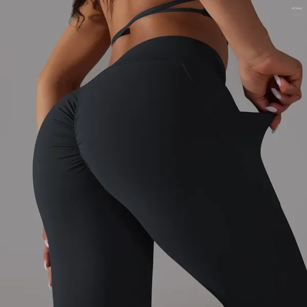 Pantaloni attivi 2024 donne yoga con tasche leggings ad alto controllo della pancia non vedere attraverso l'allenamento