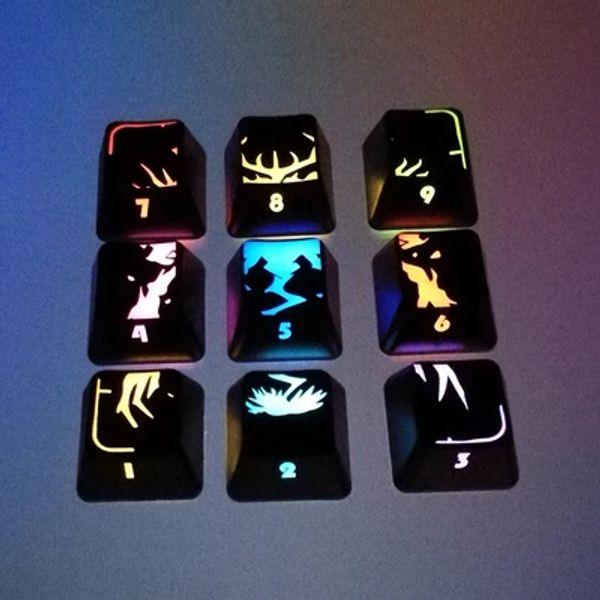 Acessórios 4 chaves/conjunto de personalidade teclado mecânico personalizado Caps translúcidos Caps -chave para DOTA 2 Herói Chaves de habilidade OEM Altura