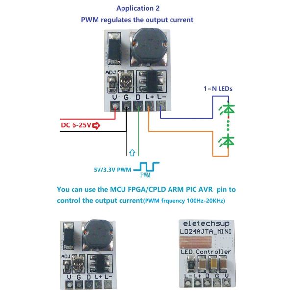 LD24AJTA DC 6-24V 30-900MA DRIDO REGOLABILE LED Controller PWM Convertitore costante di corrente costante DC-DC