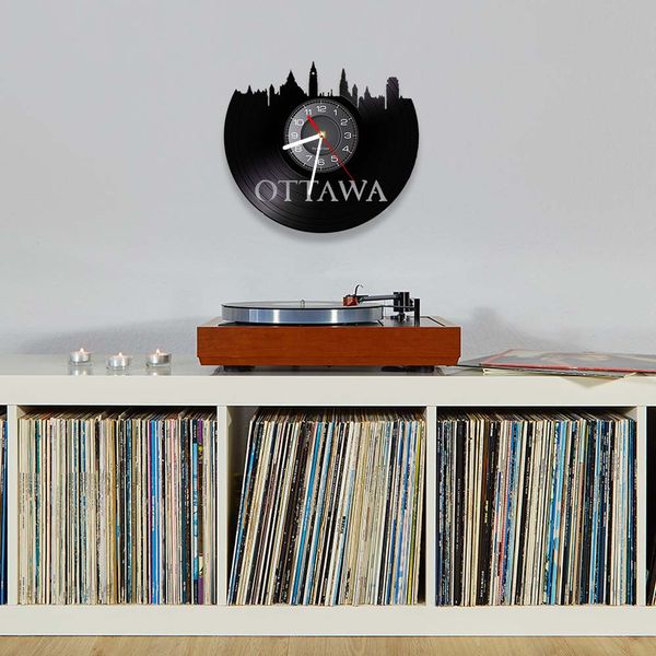 Канада Ottawa Ciytscape Longplay Record Wall Clock Ottawa Skyline Vintage Design Olluminated Wall Watch уникальные работы