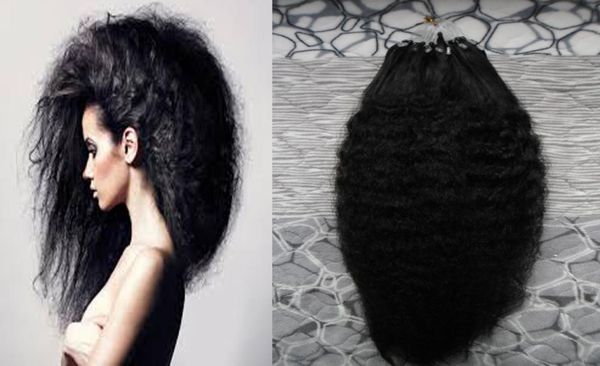 Nots Remy Micro Loop Hair Extensions Kinky Straight 100g Yaki Micro Bead Hair Extensions para Extensão de Cabelo de Anel4806906