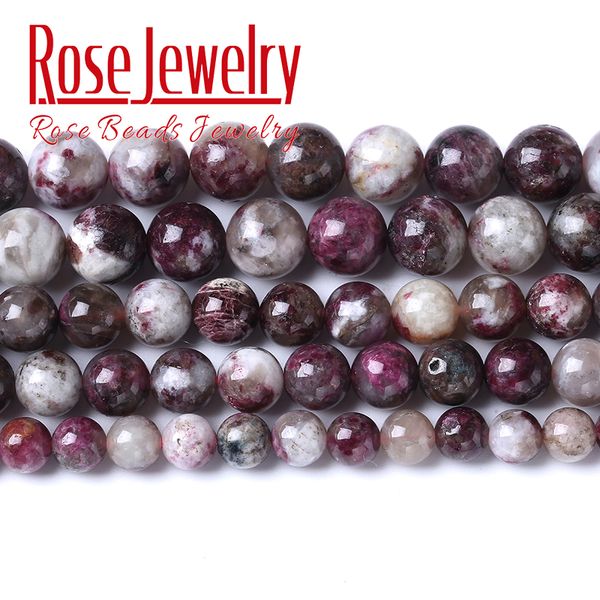 A+ PLUM NATURA PLUM BOSTOM Tourmaline Beads Stone redonda lisa de contas soltas para joias que produzem pulseiras de braceletes diy 6 8 10mm 15 